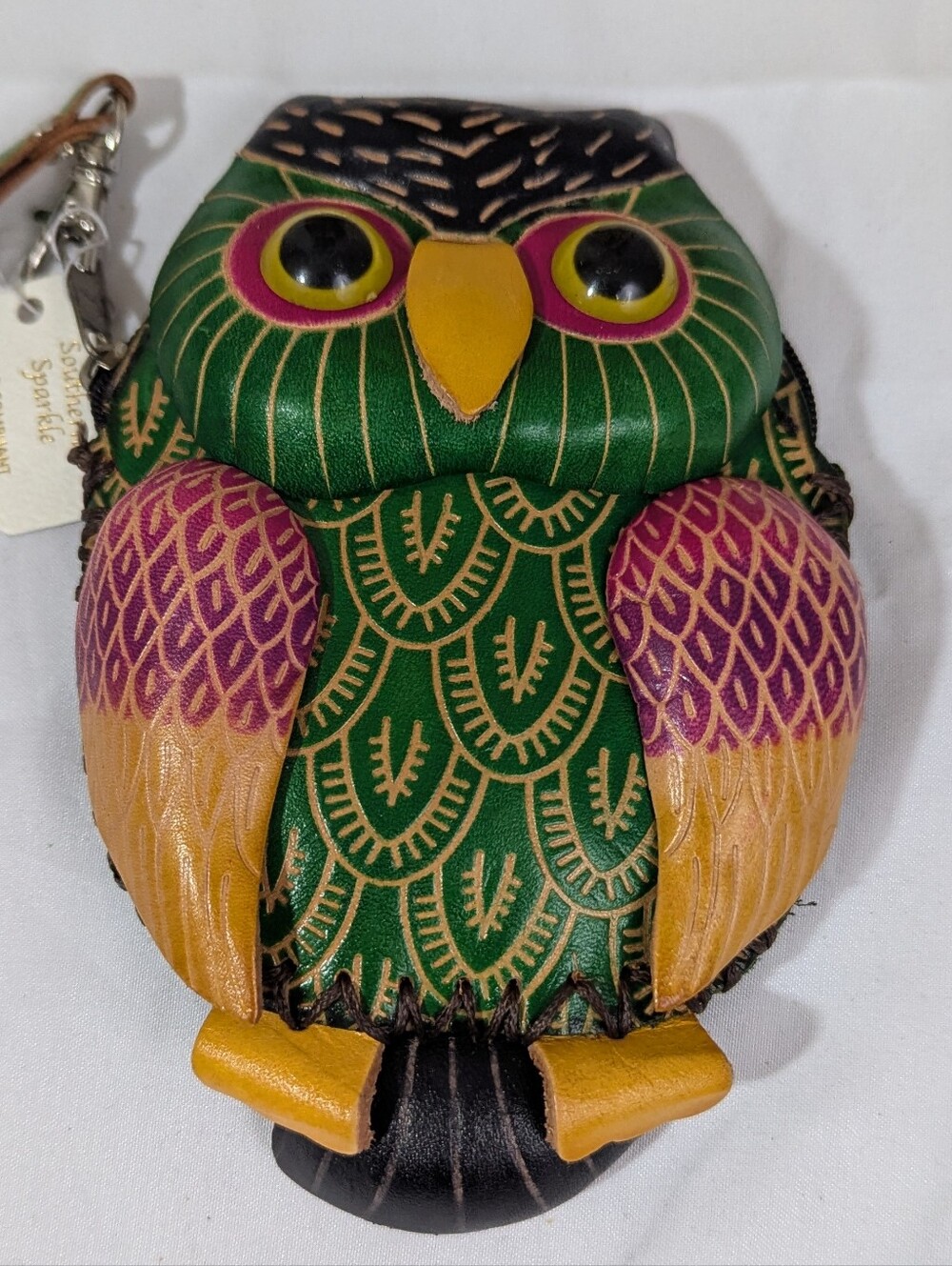 Colorful Owl Wristlet Pouch - Green, Purple & Yellow